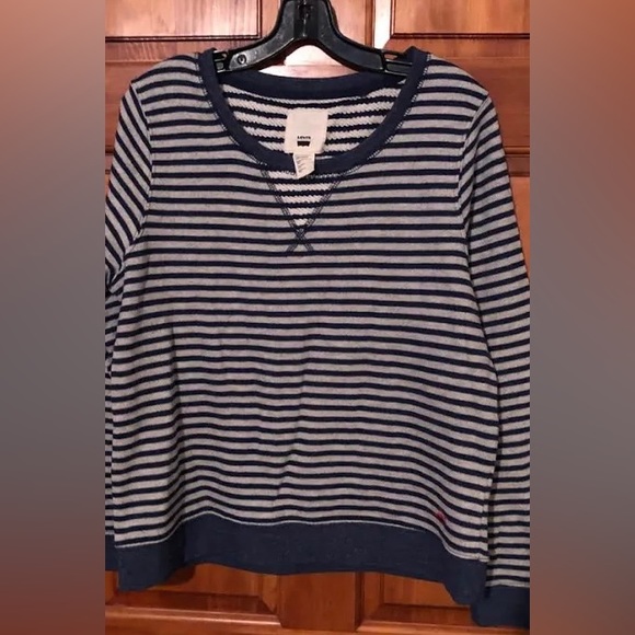 Levi’s Blue & White Striped Crewneck Pullover Sweatshirt Sz XS - Picture 5 of 5
